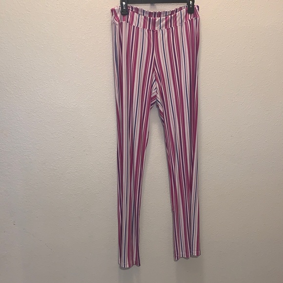 Ambrielle Pink Striped Pajama Pants Maternity Stretch Comy Loungewear - Picture 1 of 6